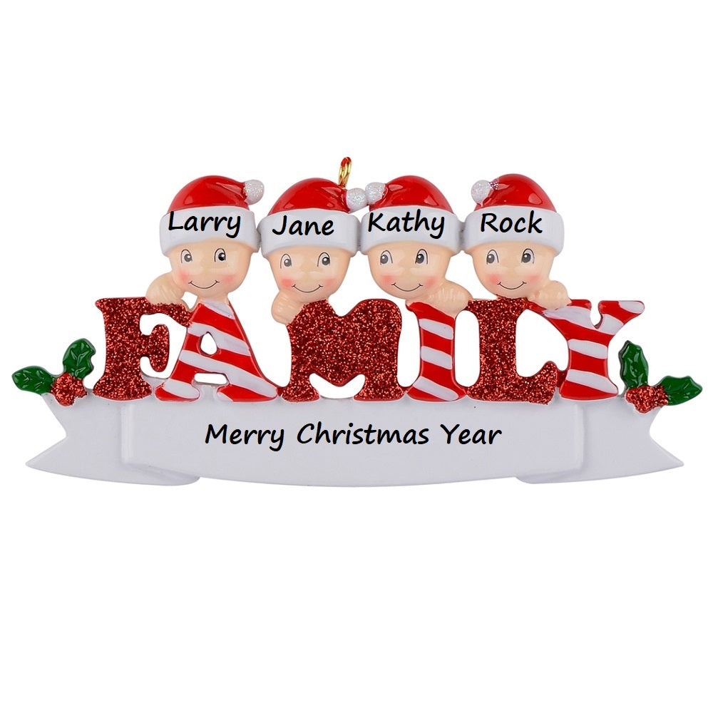 Personalized Christmas Ornament Sparkle Family 4