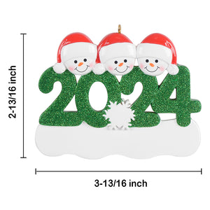 Customize Christmas Family Ornament 2024 Snowman Family 3