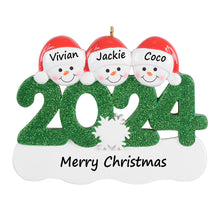 Load image into Gallery viewer, Customize Christmas Family Ornament 2024 Snowman Family 3
