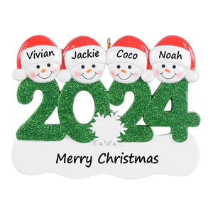 Personalized Christmas Ornament Snowman Year 2024 Family 4