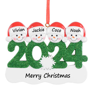 Personalized Christmas Ornament Snowman Year 2024 Family 4