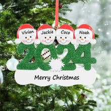 Load image into Gallery viewer, Personalized Christmas Ornament Snowman Year 2024 Family 4
