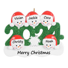 Load image into Gallery viewer, Personalized Christmas Ornament Snowman Year 2024 Family 5
