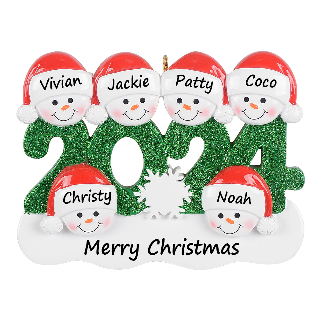 Personalized Christmas Ornament Snowman Year 2024 Family 6
