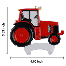 Load image into Gallery viewer, Christmas Personalized Ornament Tractor Red
