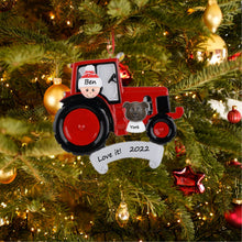 Load image into Gallery viewer, Christmas Personalized Ornament Tractor Red/Green/Blue
