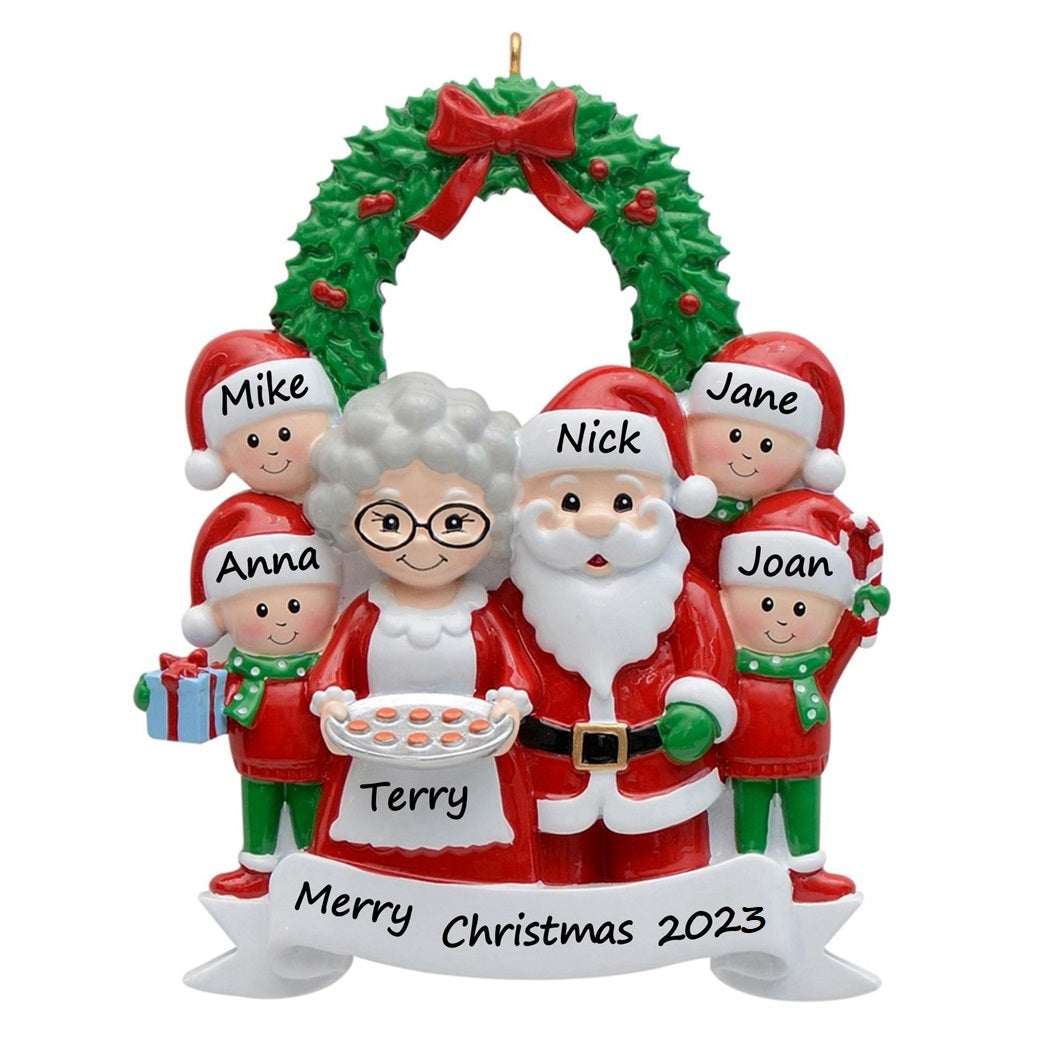 Personalized Christmas Ornament Santa family 6