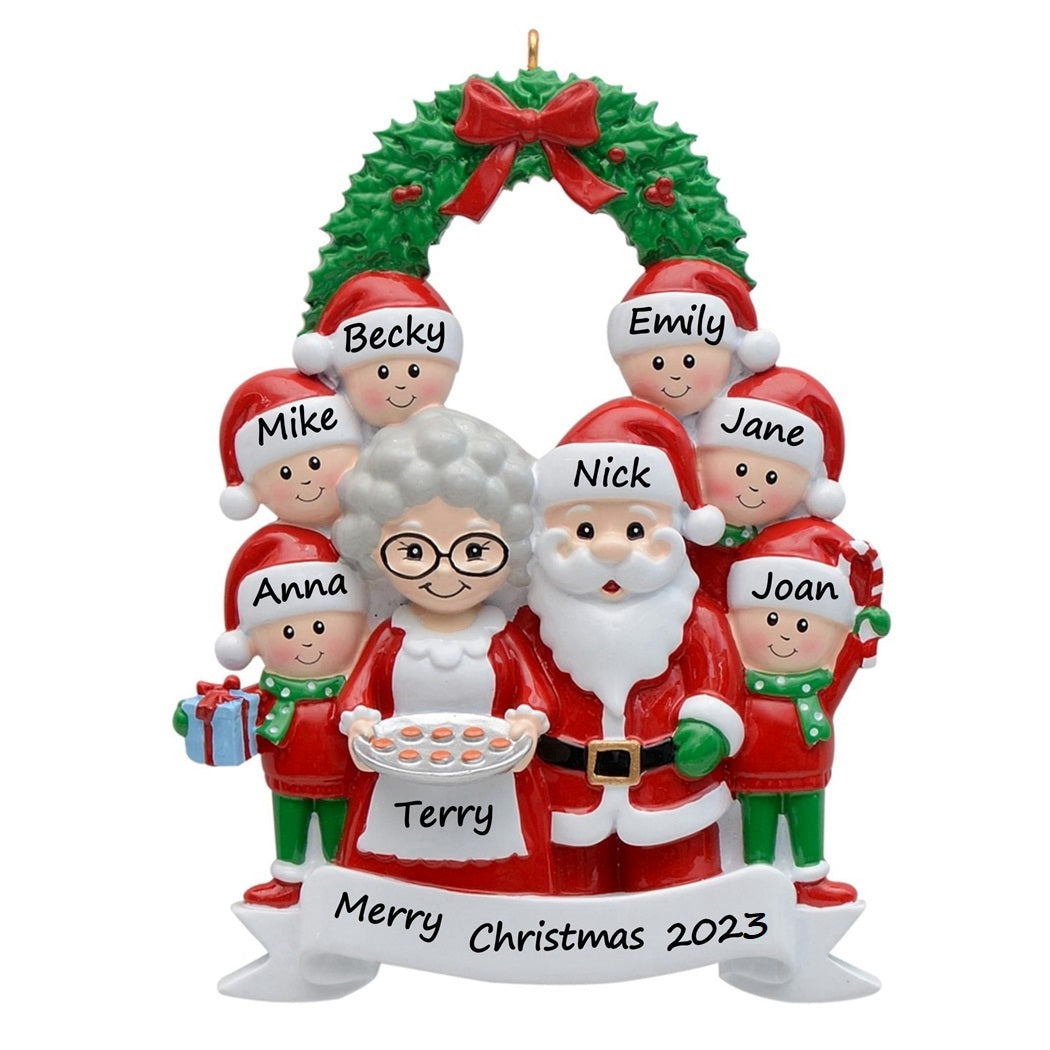 Personalized Christmas Ornament Santa family 8