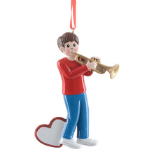 Load image into Gallery viewer, Personalized Trumpet Boy Christmas Ornament Musical Keepsake
