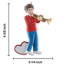 Load image into Gallery viewer, Personalized Trumpet Boy Christmas Ornament Musical Keepsake
