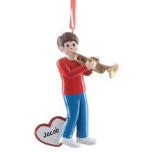 Load image into Gallery viewer, Personalized Trumpet Boy Christmas Ornament Musical Keepsake
