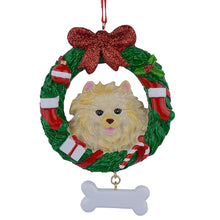 Load image into Gallery viewer, Personalized Christmas Pet Ornament Pomeranian Wreath
