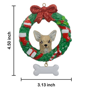 Personalized Christmas Pet Ornament Chihuahua Wreath