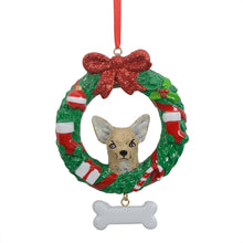 Load image into Gallery viewer, Personalized Christmas Pet Ornament Chihuahua Wreath

