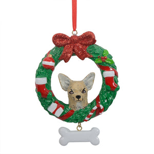 Personalized Christmas Pet Ornament Chihuahua Wreath