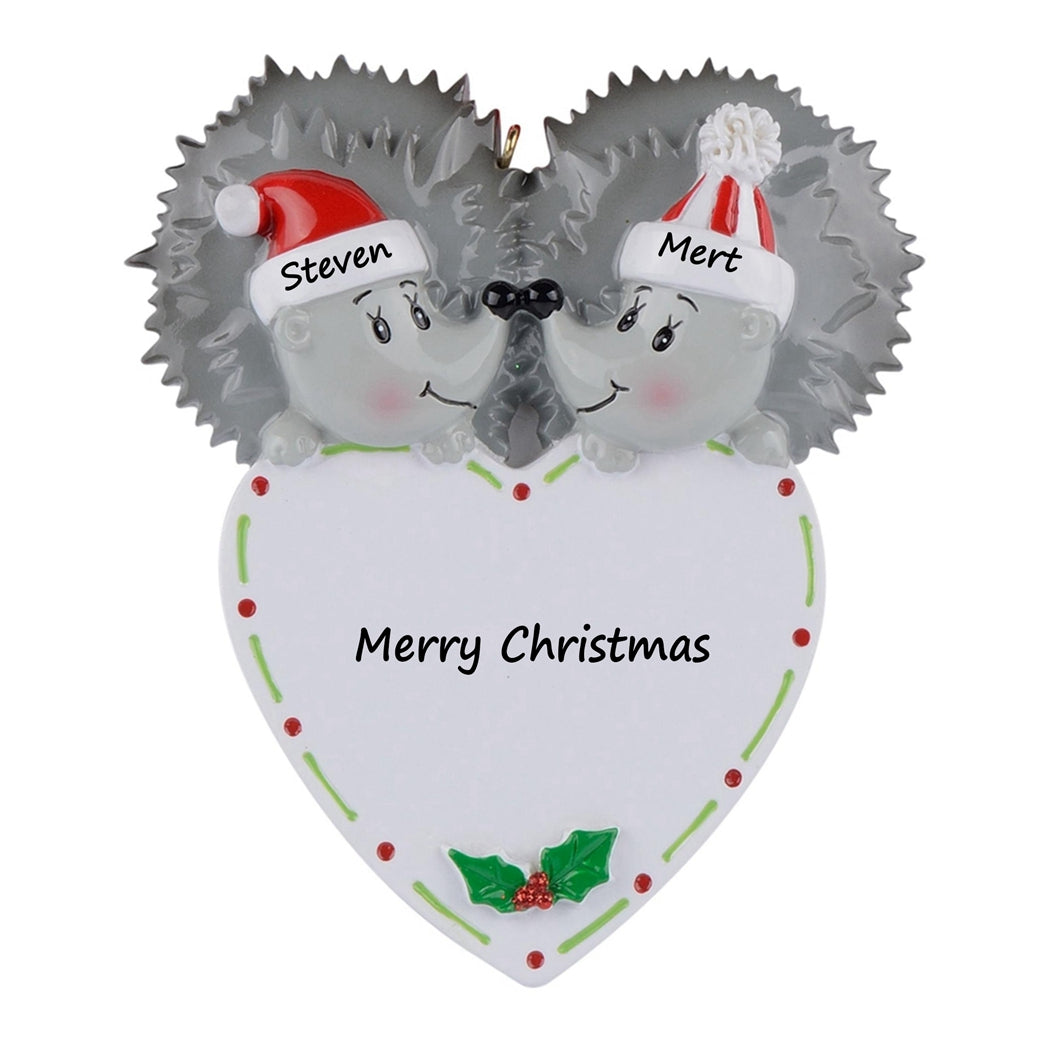 Personalized Christmas Ornament Hedgehog Couple