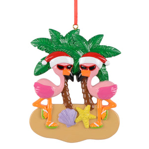 Personalized Holiday Ornament Gift Christmas New Couple Ornament Beach Flamingo
