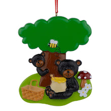 Load image into Gallery viewer, Personalized Christmas Gift Ornament Playing Black Bears
