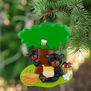 Personalized Christmas Gift Ornament Playing Black Bears