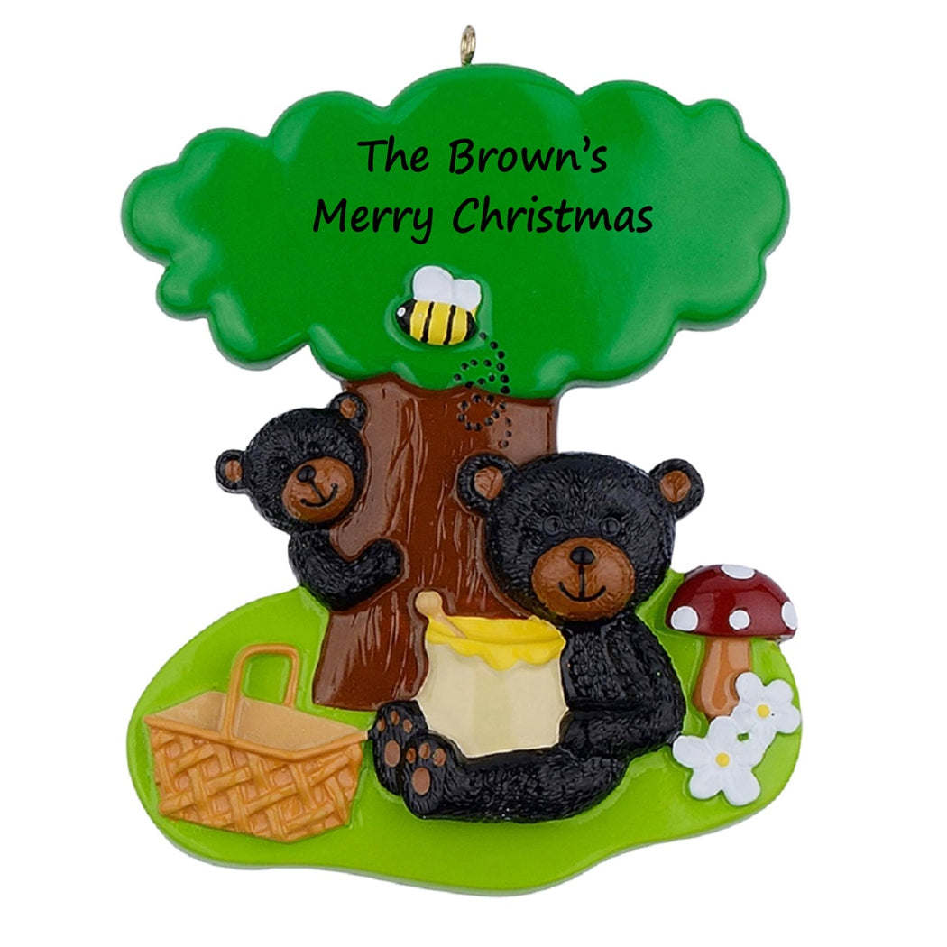 Personalized Christmas Gift Ornament Playing Black Bears