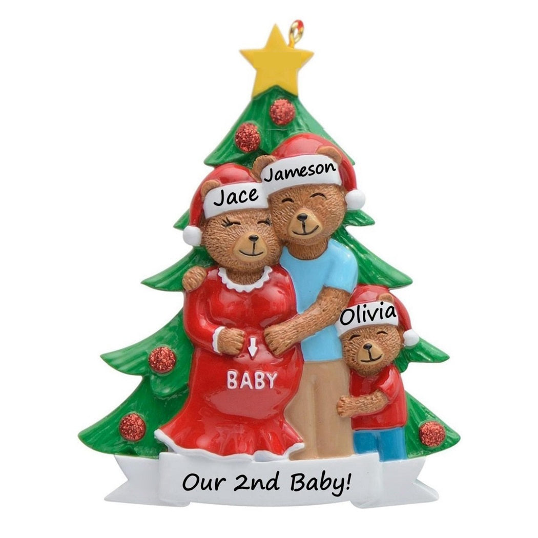Customize Christmas Gift Ornament Pregenant Bear Family 3