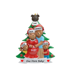 Personalized Christmas Ornament Pregenant Bear Family