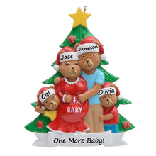 Load image into Gallery viewer, Personalized Christmas Ornament Pregenant Bear Family 4
