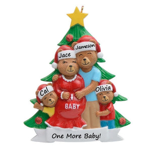 Personalized Christmas Ornament Pregenant Bear Family 4