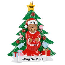 Load image into Gallery viewer, Personalized Christmas Ornament Pregenant Bear
