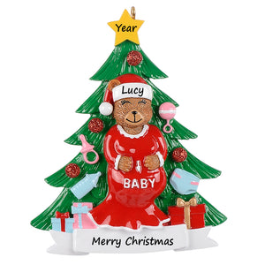 Personalized Christmas Ornament Pregenant Bear