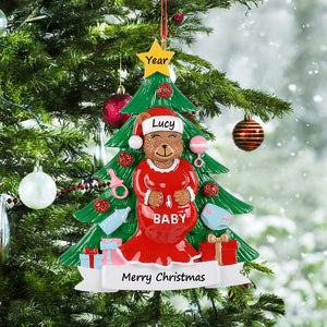 Personalized Christmas Ornament Pregenant Bear