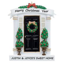 Load image into Gallery viewer, Personalized Christmas Ornament Our New Home Black Door
