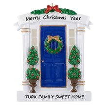 Load image into Gallery viewer, Personalized Christmas Ornament Our New Home Blue Door
