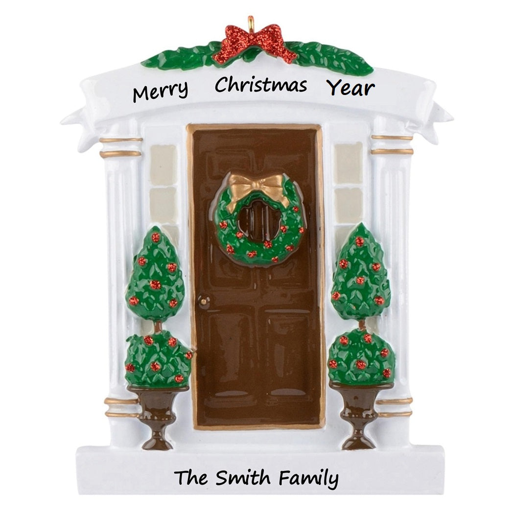 Personalized Christmas Ornament Our New Home Brown Door