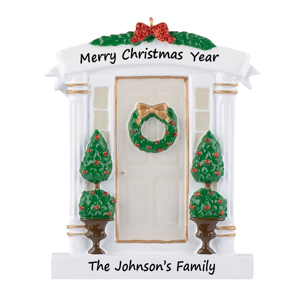 Personalized Christmas Ornament Our New Home Grey Door