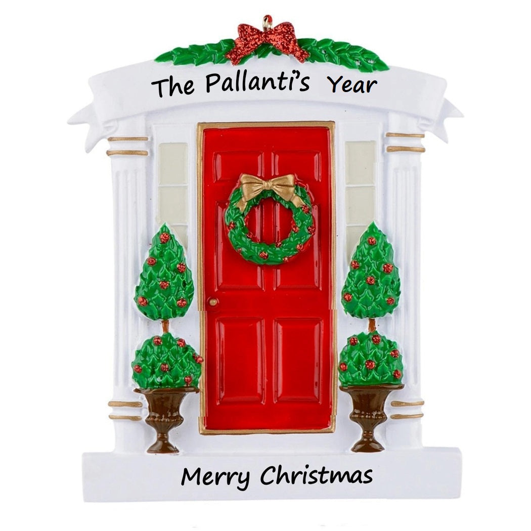 Christmas Gift Personalized Ornament for Our New Home Red Door