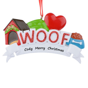 Personalized Christmas Pet Ornament WOOF/MEOW