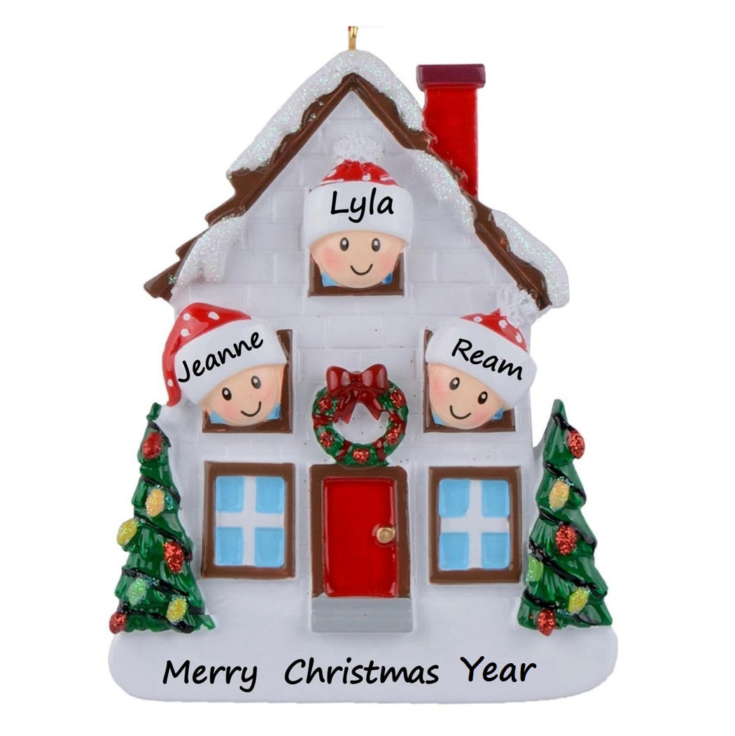 Personalized Christmas Ornament Holiday House Family 3