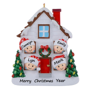 Personalized Christmas Ornament Holiday House Family 4