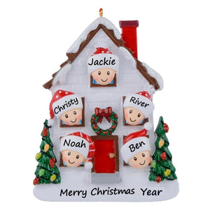 Personalized Christmas Ornament Holiday House Family 5