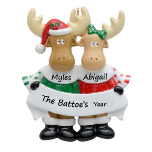 Personalized Christmas Ornament Moose Family 2
