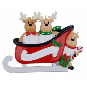 Personalized Gift for Family Christmas Ornament Sled Reindeer Family