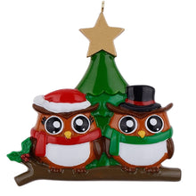Load image into Gallery viewer, Personalized Christmas Ornament Owl Family
