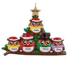 Load image into Gallery viewer, Personalized Gift Christmas Ornament Owl Family 5
