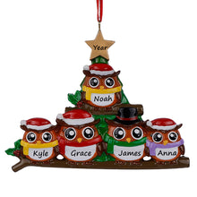 Load image into Gallery viewer, Personalized Gift Christmas Ornament Owl Family 5
