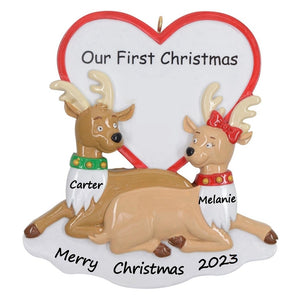 Customize Christmas Gift for New Couple Reindeer Ornament