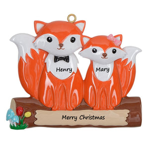 Personalized Christmas Family Gift Holiday Decoration Ornament Fox Family 2