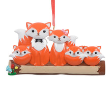 Load image into Gallery viewer, Personalized Christmas Ornament Fox Family
