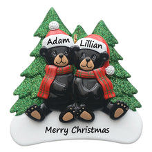 Load image into Gallery viewer, Customize Gift 2023 Christmas Ornament Plaid Scarf Black Bear Family 2

