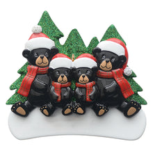 Load image into Gallery viewer, Customize Gift Christmas Family Ornament Plaid Scarf Black Bear Family 4
